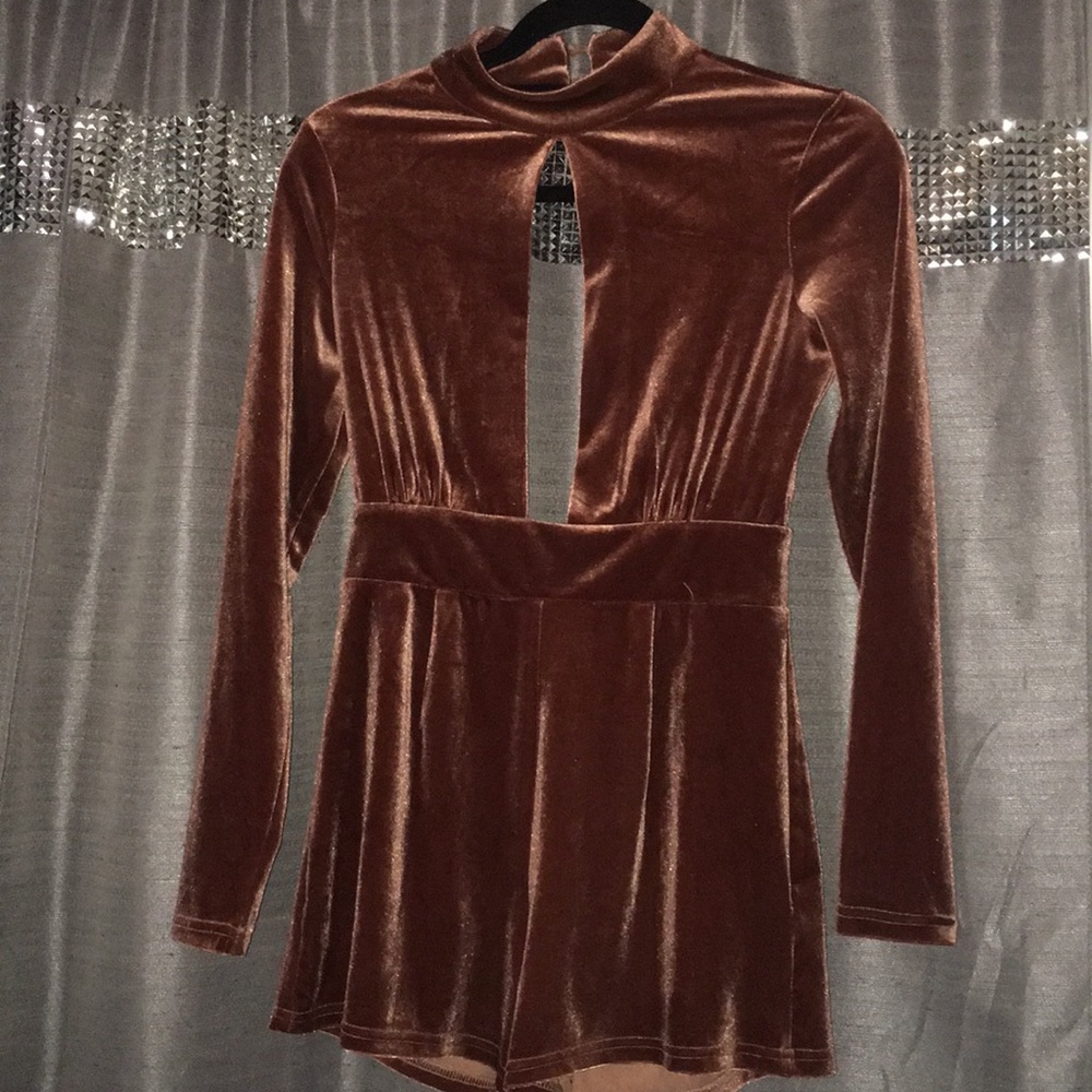 Velvet Rose Gold Romper Cut Out